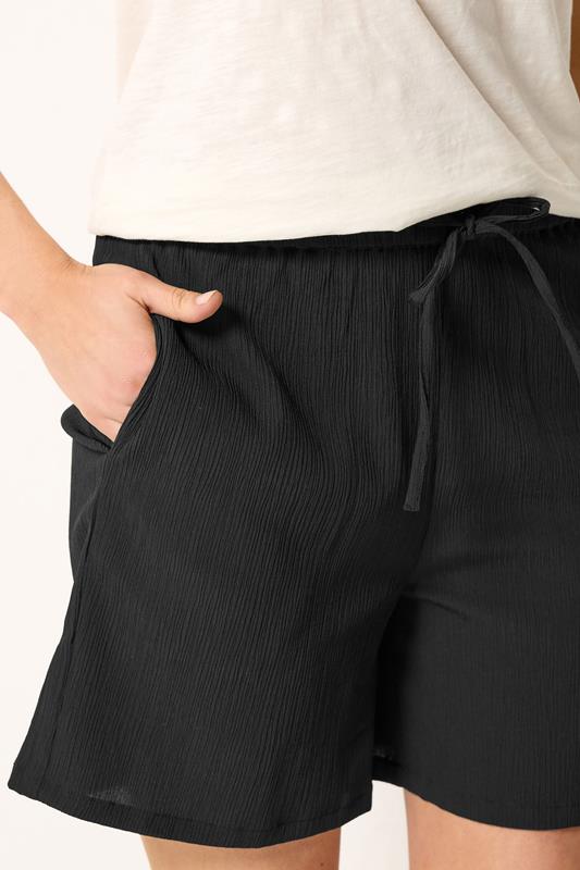 LTS Tall Women's Black Tie Waist Textured Shorts | Long Tall Sally 4
