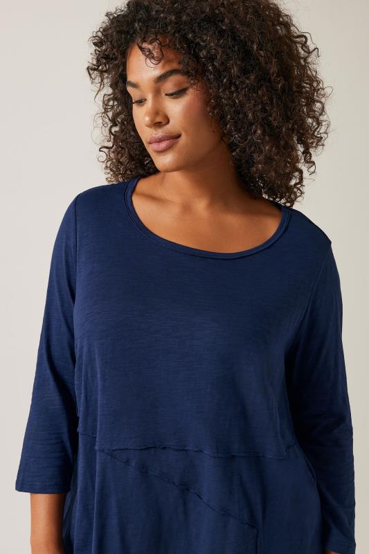 Evans Navy Blue Frill Long Sleeve T-Shirt 4