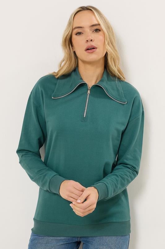 LTS Tall Teal Green Quarter Zip Sweatshirt