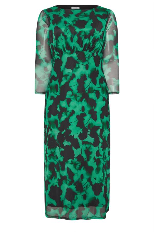 YOURS LONDON Plus Size Green Blur Floral Print Mesh Maxi Dress | Yours Curve  5