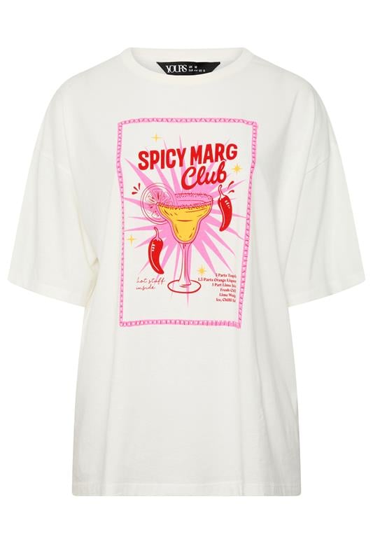YOURS Plus Size  Ivory White Spicy Margarita T-Shirt | Yours Clothing 6