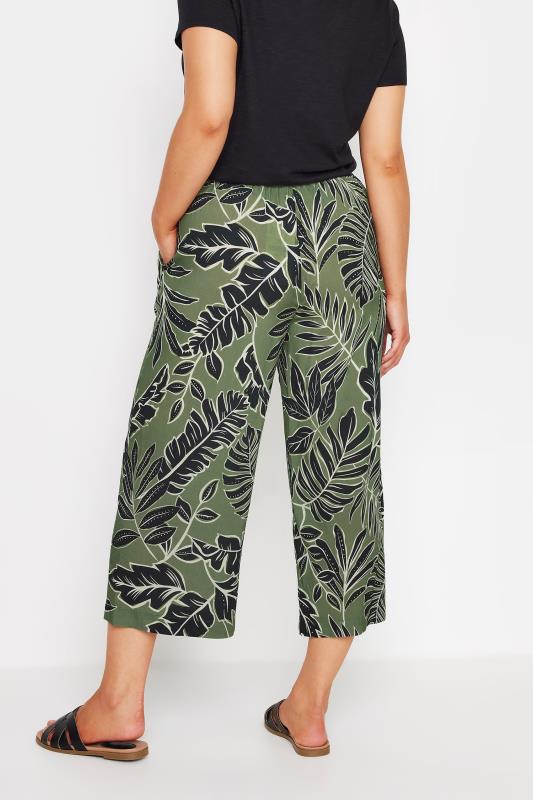 M&Co Khaki Green & Black Tropical Leaf Print Culottes | M&Co 4