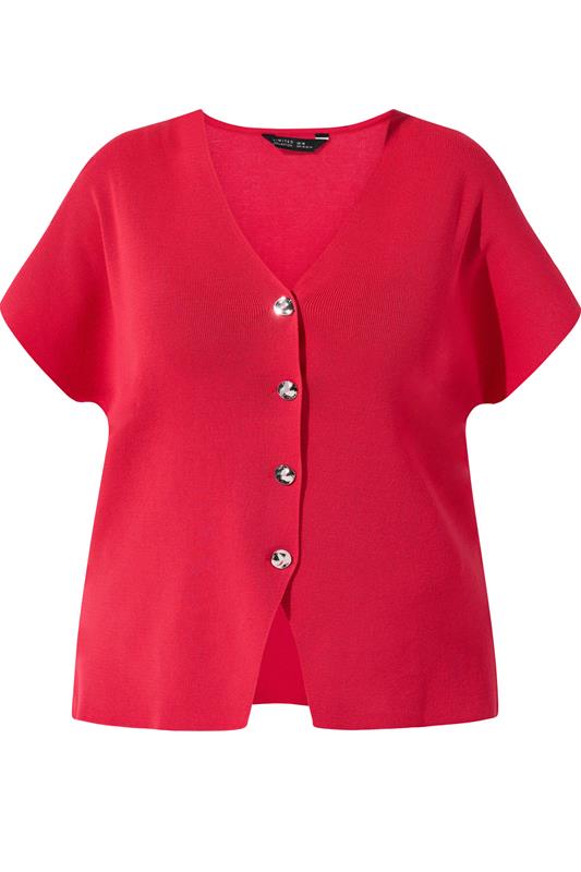 LIMITED COLLECTION Plus Size Red Short Sleeve Knitted Top | Yours Clothing 5