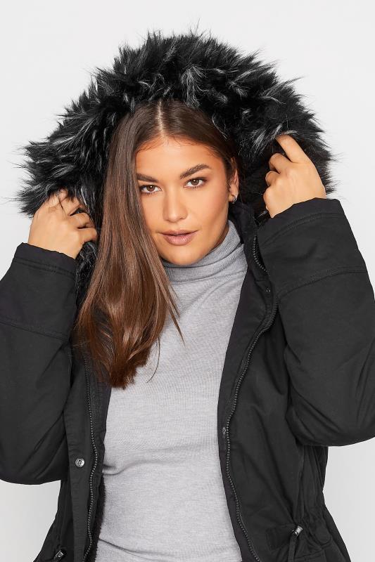 LTS Black Faux Fur Trim Parka | Long Tall Sally 4