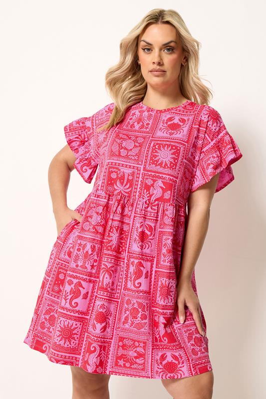  YOURS Curve Pink Mixed Shell Tunic Dress