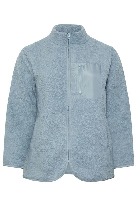 YOURS Plus Size Blue Teddy Borg Zip Through Fleece | Yours Clothing 7