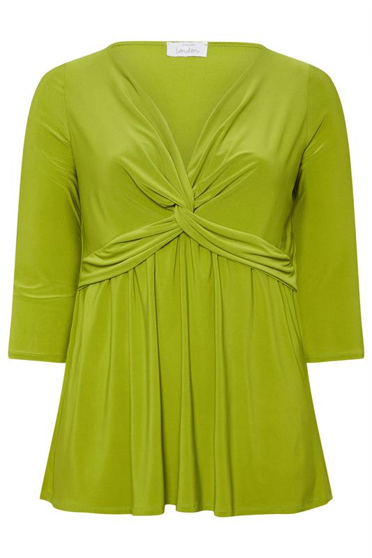 YOURS LONDON Plus Size Green Knot Front Top | Yours Clothing 5