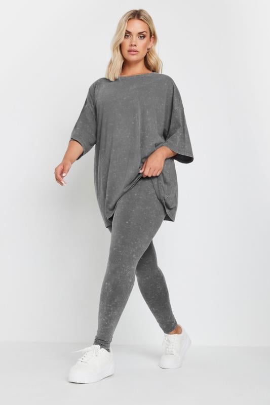 YOURS Plus Size Grey Acid Wash Boxy Oversized T-Shirt | Yours Clothing  3