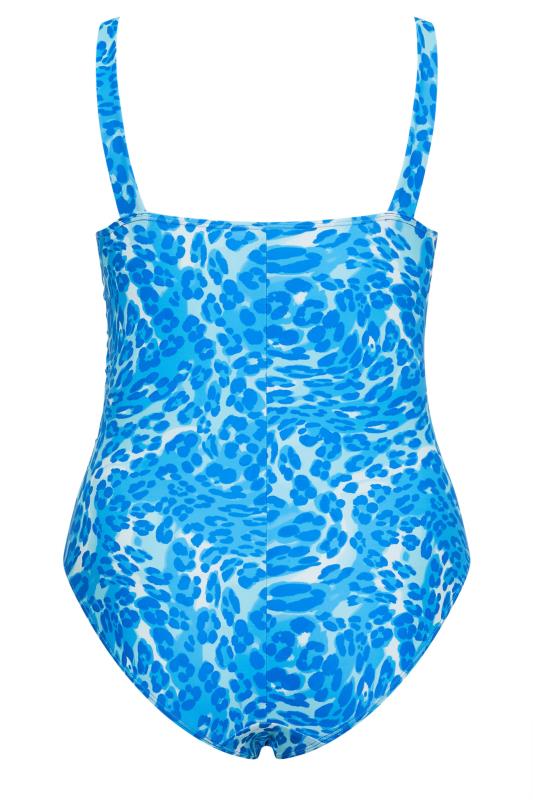 YOURS Plus Size Blue Tie Dye Leopard Print Swimsuit | Yours Clothing 9