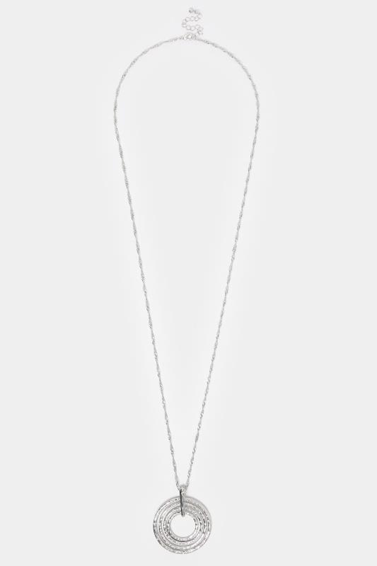 Silver Tone Diamante Circle Pendant Necklace | Yours Clothing 2