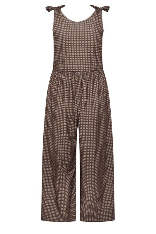 LIMITED COLLECTION Plus Size Brown Gingham Jumpsuit | Yours Clothing 2