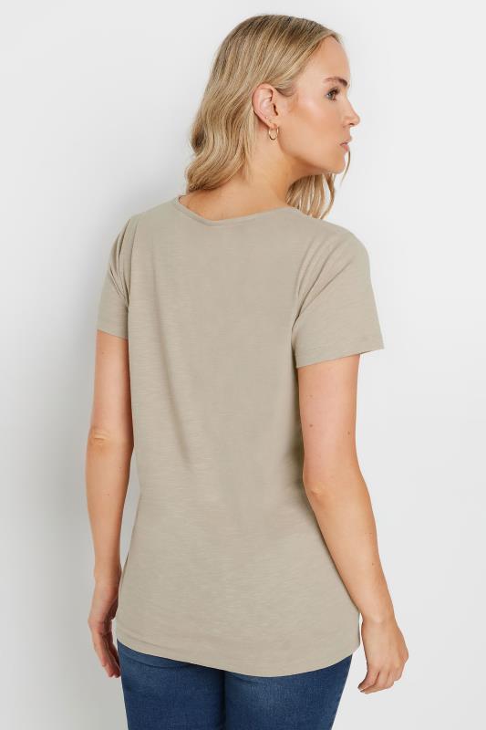 LTS Tall Women's Natural Brown V-Neck Short Sleeve T-Shirt | Long Tall Sally 3