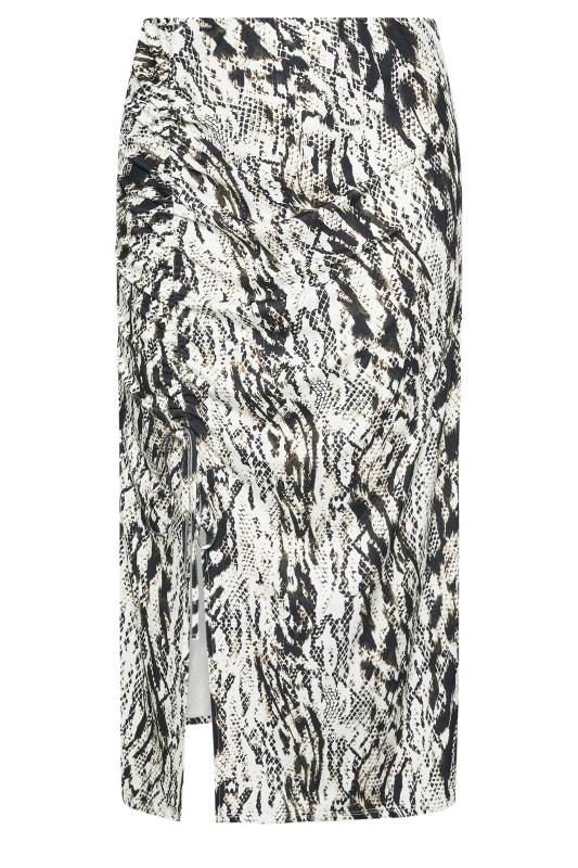 YOURS LONDON Plus Size White Snake Print Ruched Skirt | Yours Clothing 5