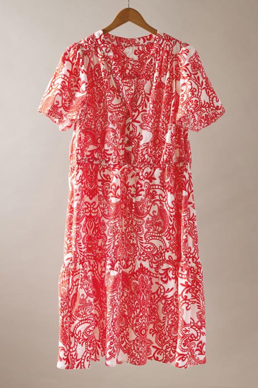 EVANS Plus Size Red Paisley Print Midi Shirt Dress | Evans 5