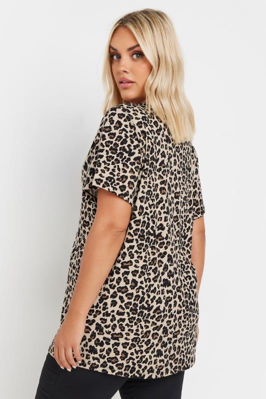 YOURS Plus Size Natural Brown Leopard Print Bow Top | Yours Clothing 3