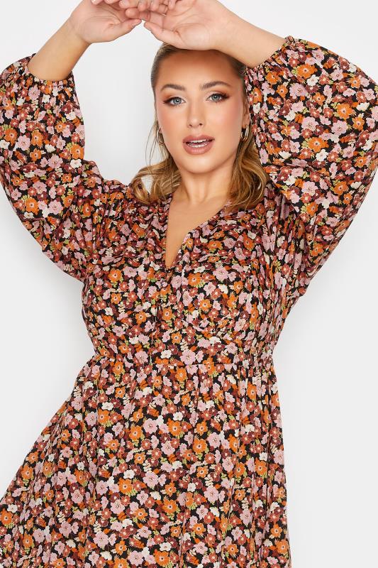 LIMITED COLLECTION Plus Size Womens Curve Orange & Pink Floral Print Blouse 5