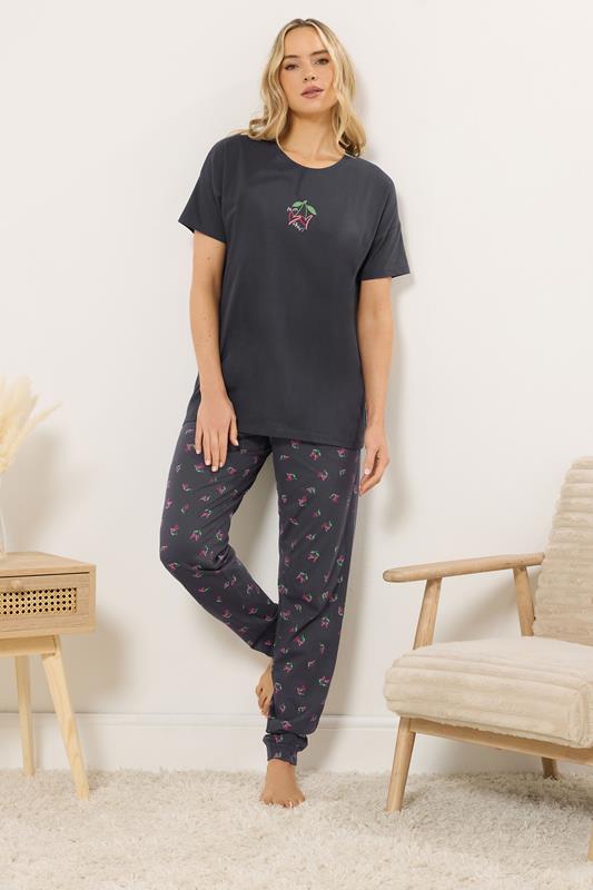  LTS Tall Navy Blue 'Mon Cheri' Slogan Cotton Pyjama Set