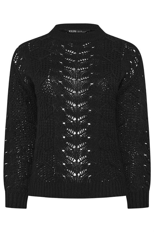 YOURS Plus Size Black Pointelle Knitted Jumper | Yours Clothing 6
