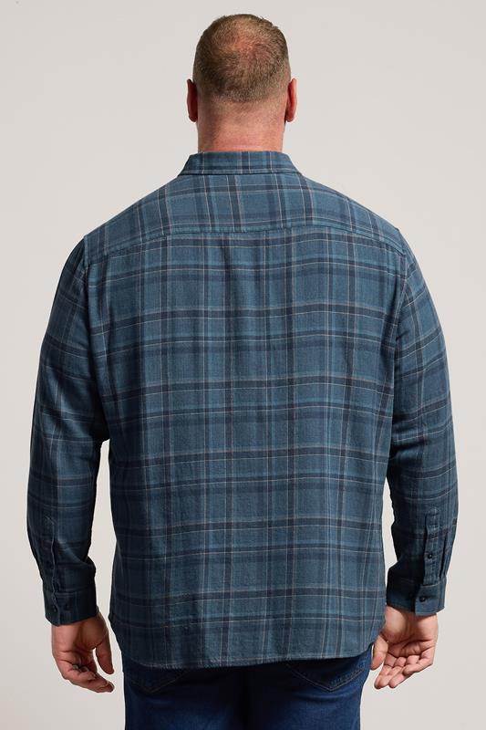BadRhino Big & Tall Blue Check Long Sleeve Shirt | BadRhino 2