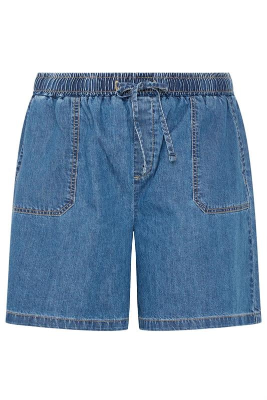YOURS Plus Size Blue Denim Tie Waist Shorts | Yours Clothing 5