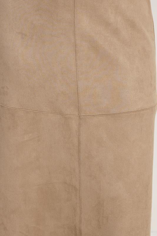 LTS Tall Tan Brown Suedette A-Line Midi Skirt | Long Tall Sally 4