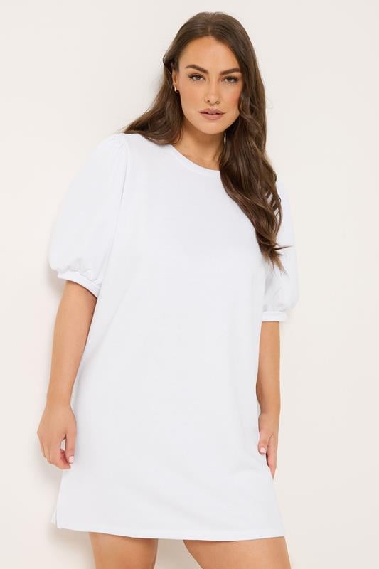  YOURS Curve White Balloon Sleeve Dress