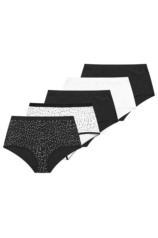  YOURSET 5 PACK Curve Black Ditsy Butterfly High Waisted Full Briefs