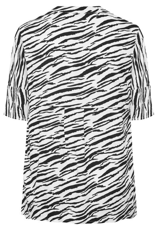 YOURS Curve Plus Size White Zebra Print Pleat Front Top | Yours Clothing  7