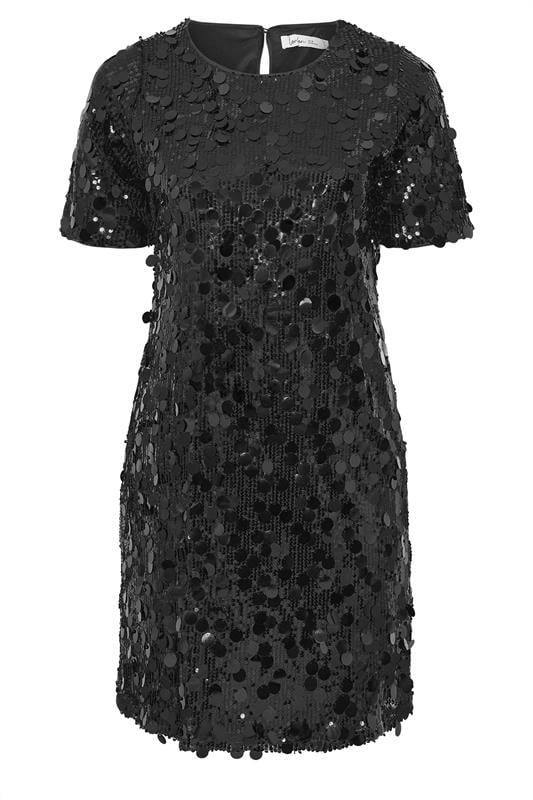 YOURS LONDON Plus Size Black Sequin T-Shirt Dress | Yours Clothing 5