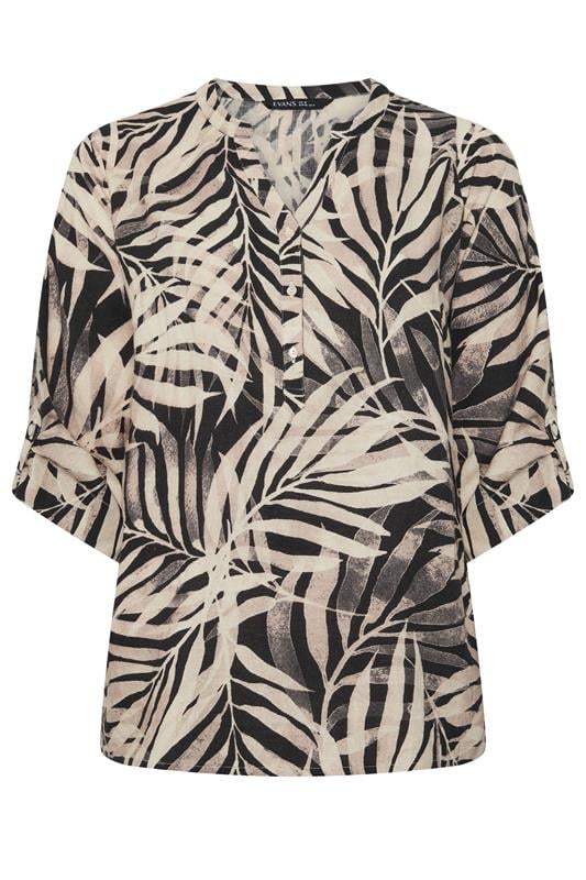 EVANS Plus Size Black Mono Palm Print Top | Evans 7