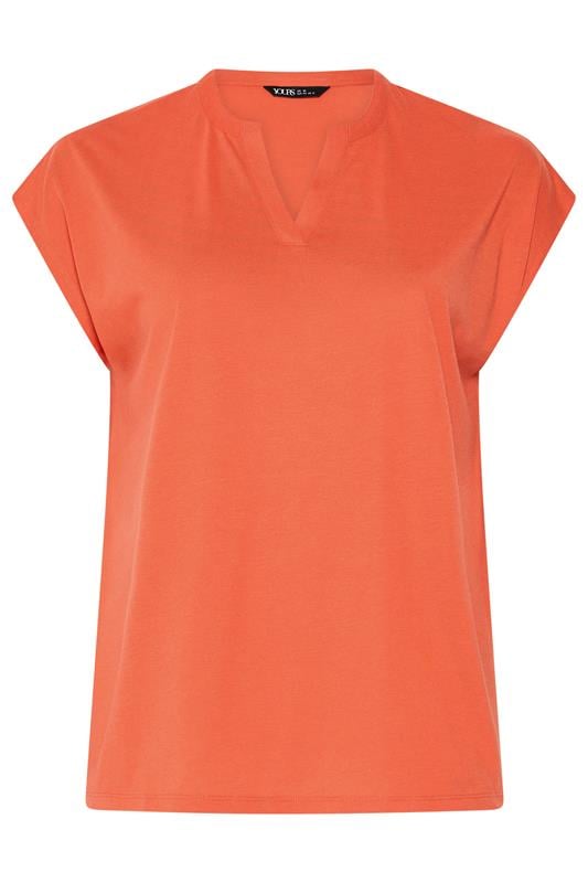 YOURS Plus Size Orange Notch Neck T-Shirt | Yours Clothing 5