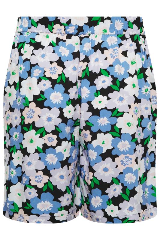 YOURS Curve Plus Size Blue Floral Woven Shorts | Yours Clothing  6