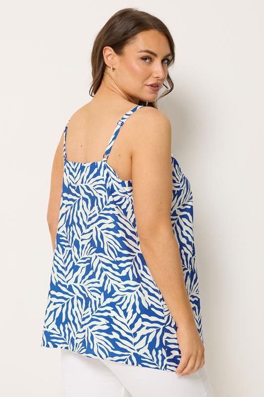 YOURS Plus Size Blue Leaf Print Vest Top | Yours Clothing 2