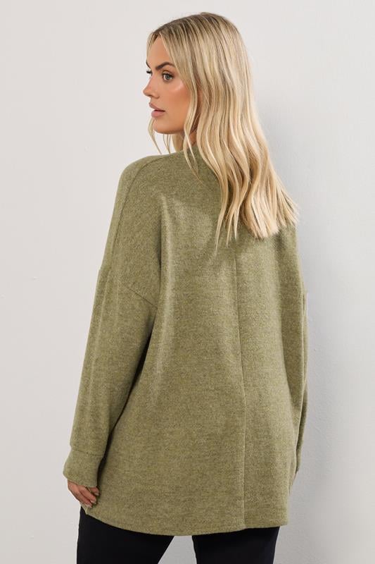 YOURS Plus Size Khaki Green Soft Touch Jumper | Yours Clothing 2
