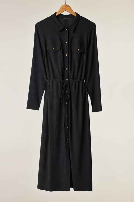 EVANS Plus Size Black Ribbed Utility Dress | Yours Clothing 6