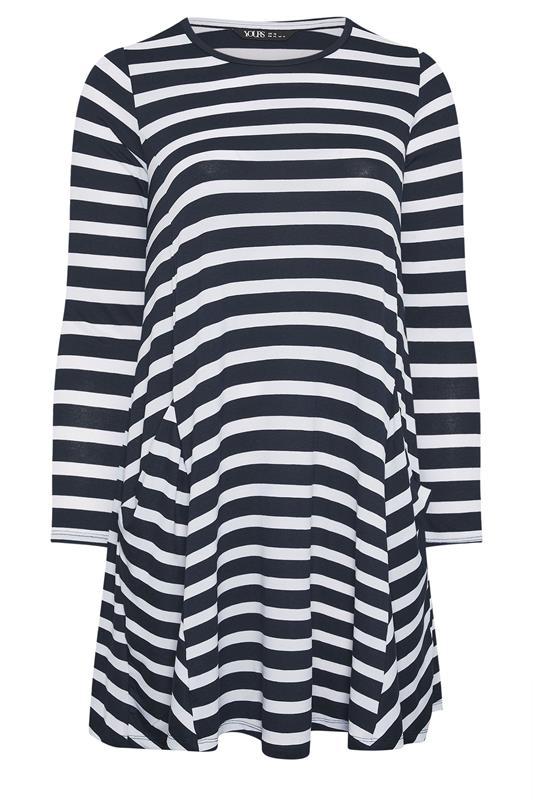 YOURS Plus Size Black Stripe Drape Pocket Dress | Yours Clothing 5