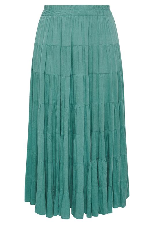 YOURS Plus Size Teal Green Tiered Maxi Skirt | Yours Clothing 5