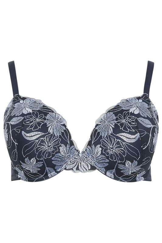 YOURSET 2 PACK Plus Size Navy Blue Embroidered Floral Padded Bras | Yours Clothing 8