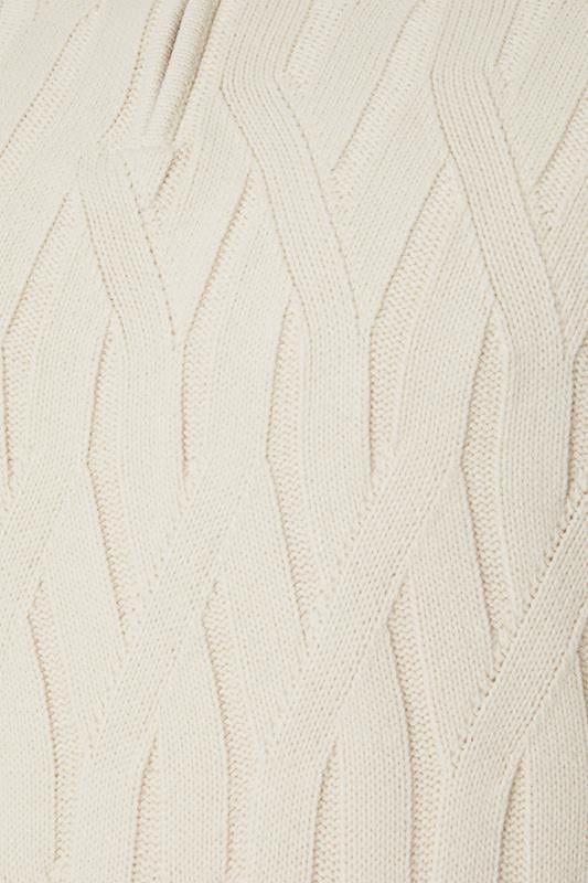 BadRhino Big & Tall Marshmallow Cream Cable Knit Quarter Zip Jumper | BadRhino 3