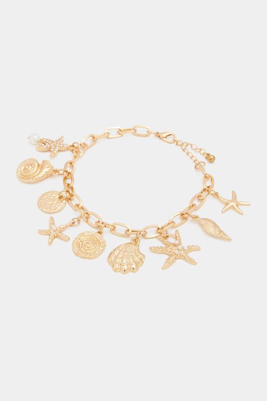 Gold Tone Mixed Charm Bracelet | Yours Clothing 1