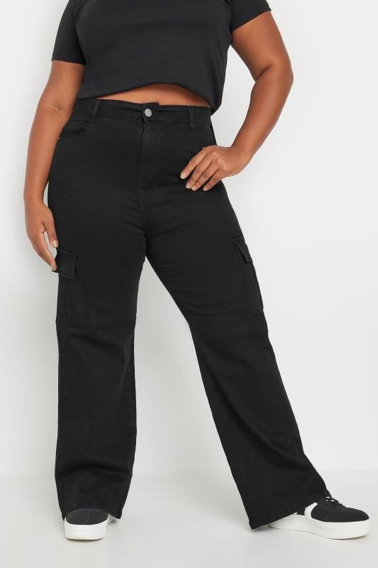 YOURS Plus Size Black Cargo Jeans | Yours Clothing  1