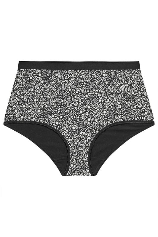 YOURSET 5 PACK Plus Size Black Paisley Print Full Briefs | Yours Clothing 9