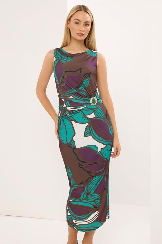  STAR Chocolate Brown Floral Wrap Dress
