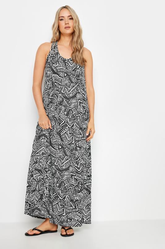 LTS Tall Women's Black Abstract Print Racer Back Maxi Dress | Long Tall Sally 1