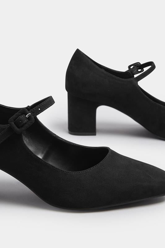 LTS Black Faux Suede Mary Jane Block Heel In Standard Fit | Long Tall Sally 5