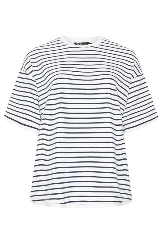 YOURS Plus Size White Stripe Ringer T-Shirt | Yours Clothing 5