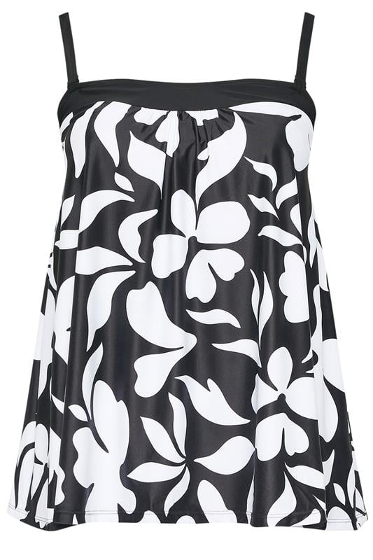 YOURS Plus Size Black Floral Print Tankini Top | Yours Clothing 9
