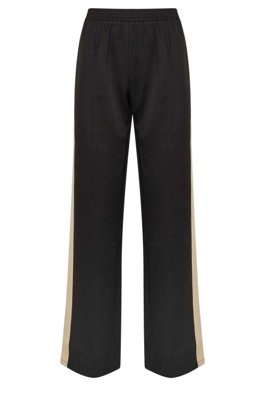 LTS Tall Black & Natural Brown Side Stripe Front Seam Wide Leg Trousers | Long Tall Sally 5