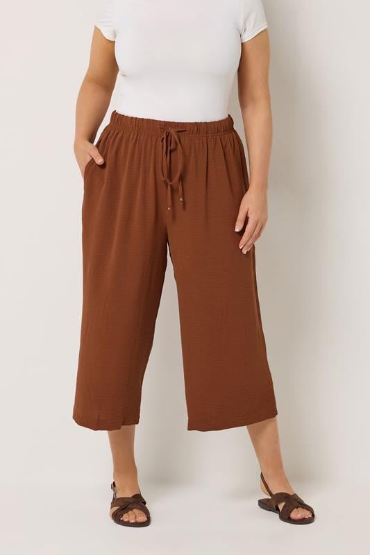 YOURS Curve Burnt Orange Cropped Twill Culottes