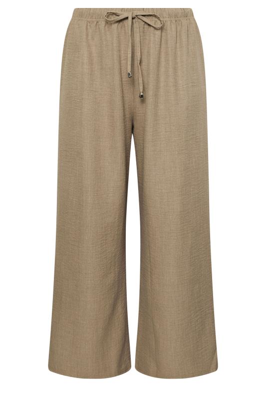 YOURS Plus Size Natural Brown Wide Leg Trousers | Yours Clothing  5